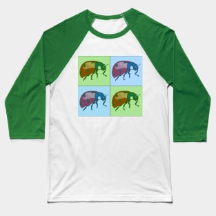 Ladybug Pop Art - Blue and Green Baseball T-Shirt